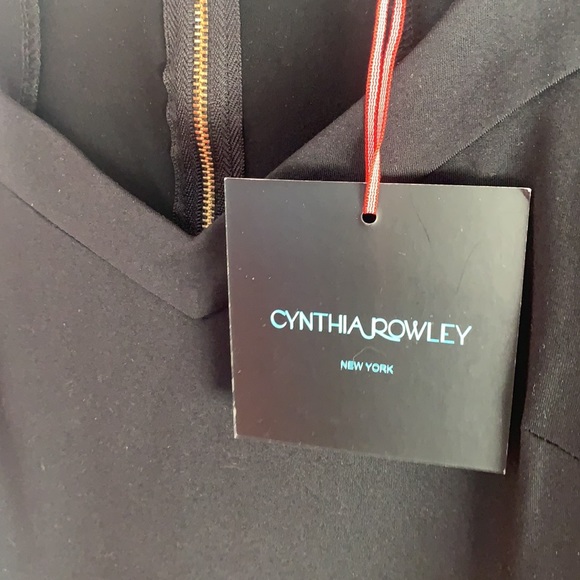 New Cynthia Rowley Black Double Knit Racerback Dress Medium - Picture 13 of 16